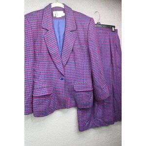 Prophecy Vintage Purple Tweed Midi Shirt and Jacket Set-Size 8-Old Money-Office